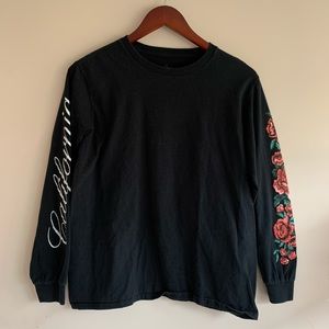 Black Long Sleeve Tee With Sleeve graphics
